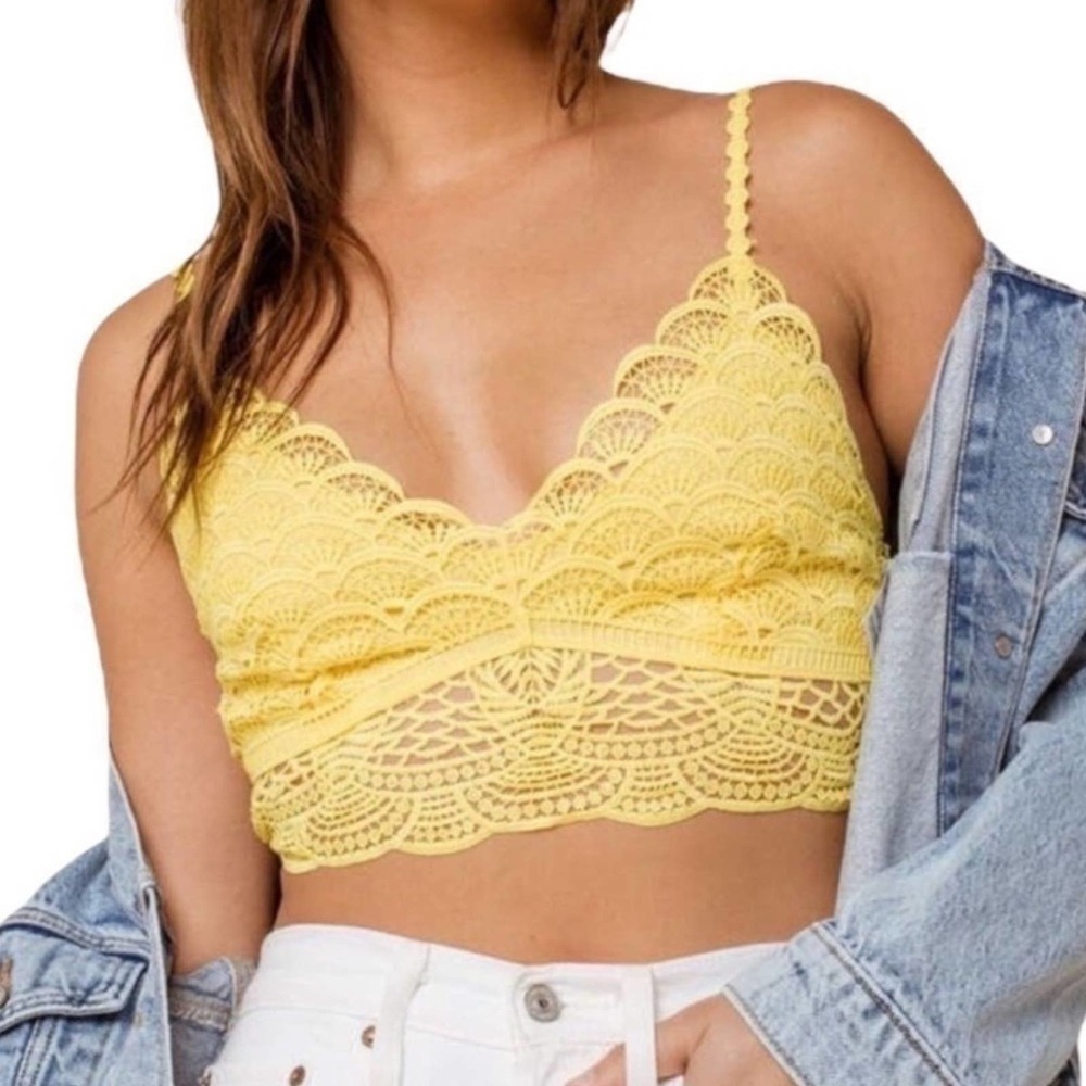 NEW! FREE PEOPLE INTIMATELY sunrise to sunset lace crop lingerie bra bralette​